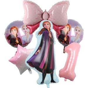 Frozen Ice Queen Alsa Thema Ballonnen 5 Stuks -Disney Officieel Gelicentieerde Prinses Elsa Ballon Grote - Gradiënt Antal Bal 1th Meisjes Birthday party - Baby Shower decoraties