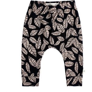 Your Wishes Leaves Baggy - Baggy Lange Baby Broekjes - Zwart/Ecru - Unisex - Maat: 86/92