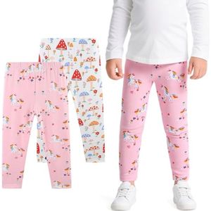 Meisjeslegging Katoen 2-Pack voor Kinderen met Schattige Prints - Comfortabele Sportlegging 2-7 jaar