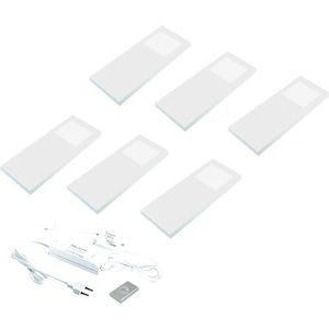 Slim pad F dynamic LED set van 6 spots sets met kleur/dim-controller met afstandsbediening 24V wit