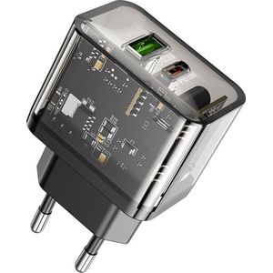 Hoco - Dual-Port Fast Charger (PD20W-QC3.0) Transparent