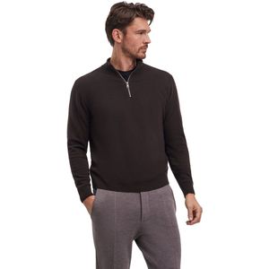 FALKE Basic Lambswool Half-Zip zachte elegante wol trui heren bruin - maat XL