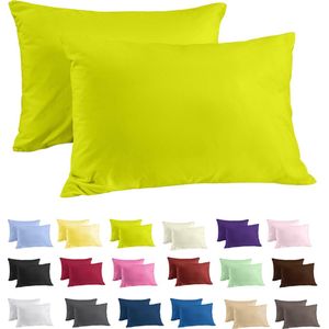 Zavelo Katoen Kussenslopen Deluxe Limoen - Set van 2 - 60 x 70 cm - 100% Zacht Katoen - Hotelsluiting - Hoogwaardige Kwaliteit