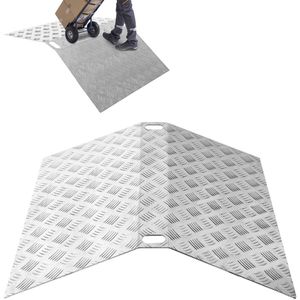 Drempelhulp met handgrepen 100 x 70 x 10 cm - Aluminium - Oprijplaat Drempelhelling Drempelplaat - Drempelhelling Oprijhelling - Oprijplaat voor rollators Rolstoelen