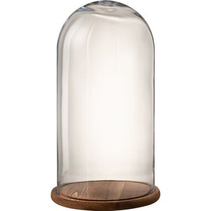 J-Line Stolp Rond Hout/Glas Transparant/Donker Bruin Small