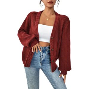 Livano Cardigan Dames - Vest - Knopen - Warm - Gebreid Vest - Zwart - XS