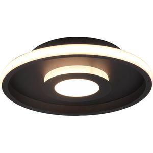 LED Plafondlamp - Badkamerlamp - Trion Asmaya - Opbouw Rond 28W - Spatwaterdicht IP44 - Dimbaar - Warm Wit 3000K - Mat Zwart - Aluminium
