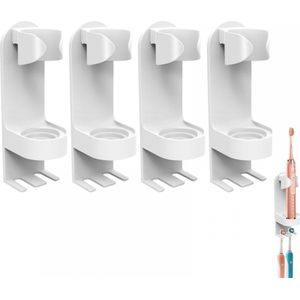4 stuks elektronische tandenborstelhouder voor aan de muur voor de badkamer, zelfklevende tandenborstelhouders, tandenborstelorganizer om ruimte te besparen en te drogen