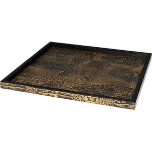 Luxe woonaccessoires - Cartello Home - Croco Goud Leren Dienblad - 40x40 - Vocht & Vuil afstotend -  inclusief verzending