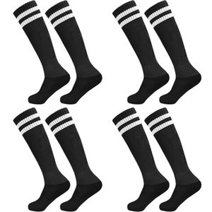 Kniehoge Voetbalsokken voor Kinderen - 4 Paar Sportsokken voor 3-13 Jaar