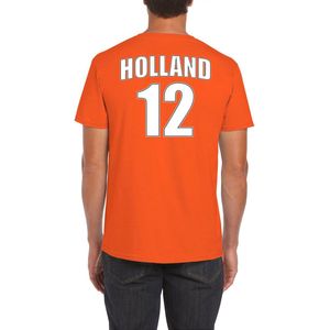 Oranje supporter t-shirt met rugnummer 12 - Holland / Nederland fan shirt voor heren M
