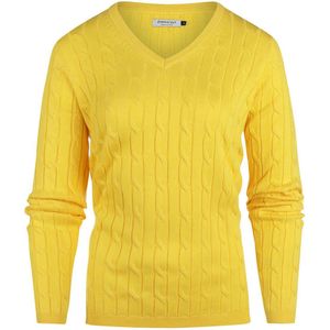 Steppin' Out Kabeltrui Dames V-hals Geel - Maat M - Heren - Pantalon