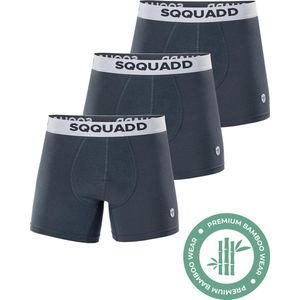 SQQUADD® Bamboe Ondergoed Heren - 3-pack Boxershorts - Maat S - Comfort en Kwaliteit - Voor Mannen - Bamboo - Grijs