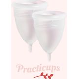 Practicups - Menstruatiecups - 2 Stuks - Biologisch Katoen - Inclusief Opbergzakje