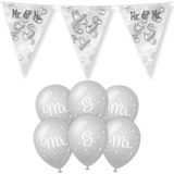 Paperdreams Mr/Mr huwelijks feest set - Ballonnen & vlaggenlijnen - 13x stuks