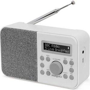 Draagbare DAB, DAB+ en FM Digitale Radio met Bluetooth, Dual Alarms en Hoofdtelefoonondersteuning
