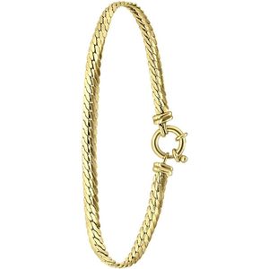 Lucardi Dames Armband herringbone schakel - Echt Zilver - Armband - Cadeau - 18 cm - Goudkleurig