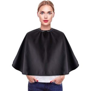 Zwarte make-up cape - Waterdichte korte bedekking - Voor klanten - Lichtgewicht verzorgingsbaard schort Korte make-up slab Styling shampoo cape - Voor visagiste schoonheidsspecialiste