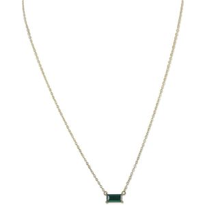 Silventi 9SIL-22284 Zilveren Ketting met Hangertje - Dames - Zirkonia - 8 x 4 mm - Groen - Ankerschakel - 40 + 5 cm - 1,1 mm Dikte - Zilver - Gold Plated (Verguld/Goud op Zilver)