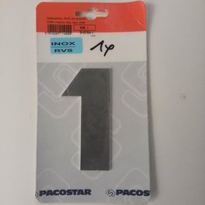 Huisnummer ""1"" Pacostar Inox RVS Lijm 103mm