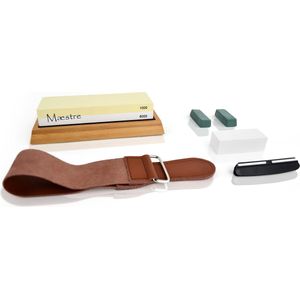 Dubbelzijdige Wetsteen Set 1000 6000 Maestre - Slijpsteen voor messen van Edelkorund (18x6x3 CM) - Messen Slijpen e.d. met Maestre