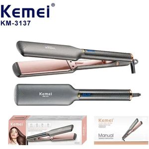 Kemei km-3137 Snel verwarmende stijltang met keramisch gecoate aluminium plaat Digitaal display Brede stijltang
