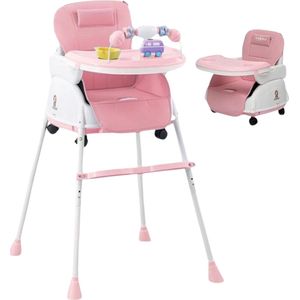 Kinderzeteltjes Peuters - Kinderstoel - 2-in-1 Kinderwagenset - Opvouwbare Eetstoel en Kinderwagen voor Baby's en Peuters - Verstelbare, Draagbare, en Compacte Babystoe - Roze