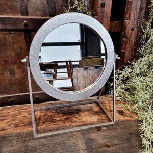 Benoa Nickel Round Mirror on Standard