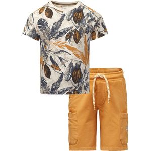 Noppies - Bio kledingset - 2delig - broek Glan Amber Gold - polo shirt Giresum Grijs - Maat 92