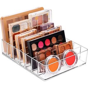 Palet Organizer, 7-Sectie Verdeeld Plastic Makeup Organizer Oogschaduw Contour Blush Houder Cosmetica Opslag voor Badkamer Vanity Countertop (Transparent, XL)