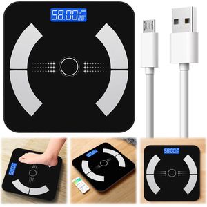 Smart Digitale persoonlijk Scale - Digitale Badkamerweegschaal - Nauwkeurig tot op 0,1kg - Lichaamsgewicht- en vetmonitor - Spier BMI - Bluetooth Elektronische Lichaamssamenstellingsmonitor - Zwart