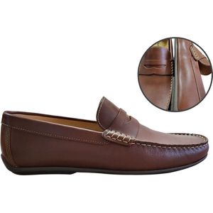 Stravers - Herenschoenen Instapper Maat 49 Grote Maten Bruine Mocassin Heren