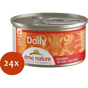 Almo Nature Natvoer voor Katten - Daily Menu Mousse - Glutenvrij - Graanvrij - 24 x 85g - Blokjes met Rund - 24 x 85 gram