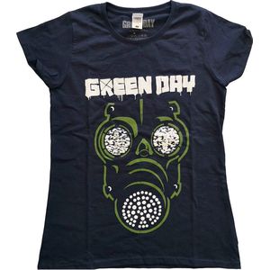 Green Day - Green Mask Dames T-shirt - S - Blauw
