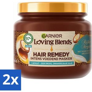 Garnier - Loving Blends - Haarmasker - Rijke Argan - Zeer Droog & Onhandelbaar Haar - 340 ml - Voordeelverpakking - 2 stuks