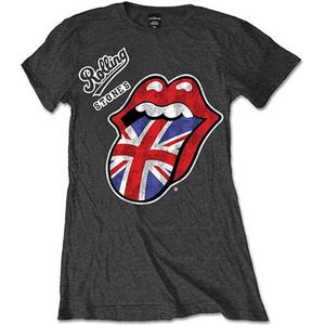The Rolling Stones - Vintage British Tongue Dames T-shirt - S - Grijs