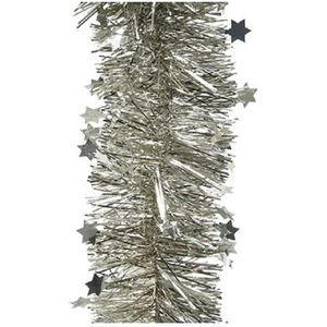 6x Champagne sterren kerstslingers 10 x 270 cm kerstboom - Guirlande folie lametta - Kerstboom versieringen