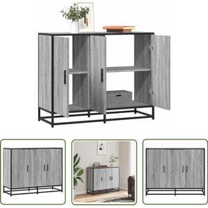 The Living Store Dressoir 94x35x76 cm bewerkt hout grijs sonoma eikenkleurig - Dressoir - Modern Design - Industrieel Style - Houten Kast - Grijze Kleur