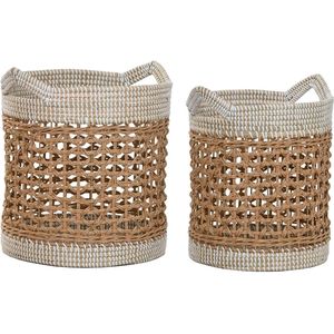 Basket set Home ESPRIT White Natural Paper Seagrass (2 Pieces)