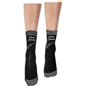 Pretty Polly Sokken - Kerst - Christmas - Dames Kerst Sokken - Design - Merry Christmas - one size - Zwart/Mix