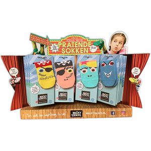 WALKYTALKIES - Kindersokken - Sokpop - Handpop - Pakket - Thema Zeven Zeeën - Piraat - Zeemeermin - Haai - Display
