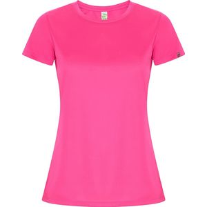 Fluorescent Roze dames sportshirt korte mouwen 'Imola' merk Roly maat M