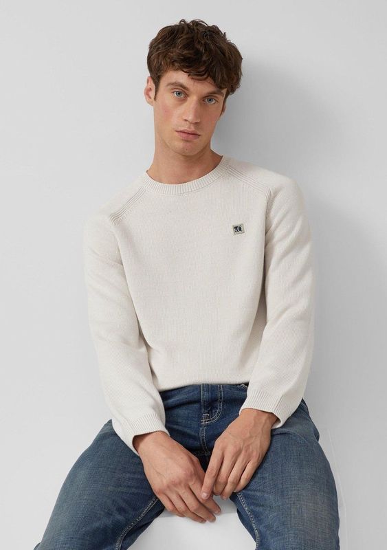 Gebreide Trui - Katoen - Ronde Hals - Raglanmouwen - Normale Pasvorm