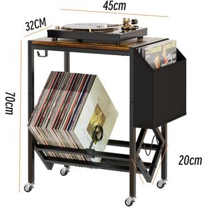 MMP® Platenspeler Kast - Platenspeler Meubel - Ip Kast - 32x45x72cm - Bruin