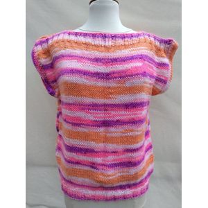 Handgebreide trui spencer in paars, wit, lichtroze, neonroze, oranje korte mouw