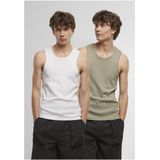 Urban Classics - Tb7650a - Ondergoed - Paleolive + Wit - 2-pack Heren T-shirt