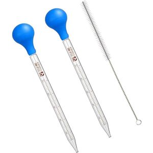 Allecto Plus - Vloeibare 10 ml pipet met blauwe rubberen kop en borstels voor laboratorium, onderzoek, geneeskunde.
