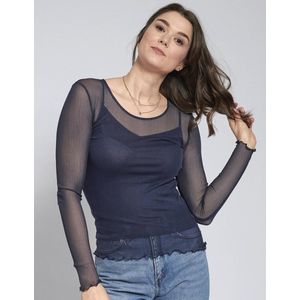 Zijden Netshirt Transparant Kokon Zwo donkerblauw 44/46