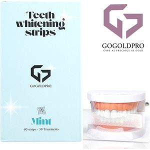 GoGoldPro PAP+ Tanden bleek Strips - 60 Strips voor Stralend Witte Tanden - Wittere Tanden Zonder Peroxide - 100% Veilig en Natuurlijk! - Teeth Whitening Strips - 7 Verschillende Smaken - Munt
