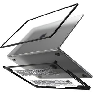 Mobilize Laptophoes geschikt voor Apple MacBook Air 13 Inch (2018-2020) Hoes Hardshell Laptopcover MacBook Case | Mobilize Protection Cover - Transparant / Zwart - Model A1932 / A2179 / A2337
